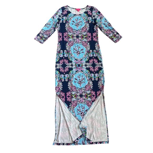 Lilly Pulitzer Morgann Maxi Dress in High Tide Navy Mermaid Size Medium - Picture 5 of 10